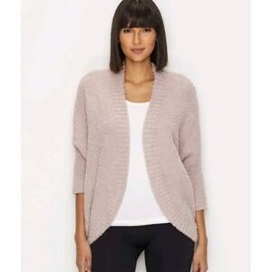 Barefoot Dreams CozyChic Cardigan Shrug Sweater Woman S/M Beige Dolman Sleeve